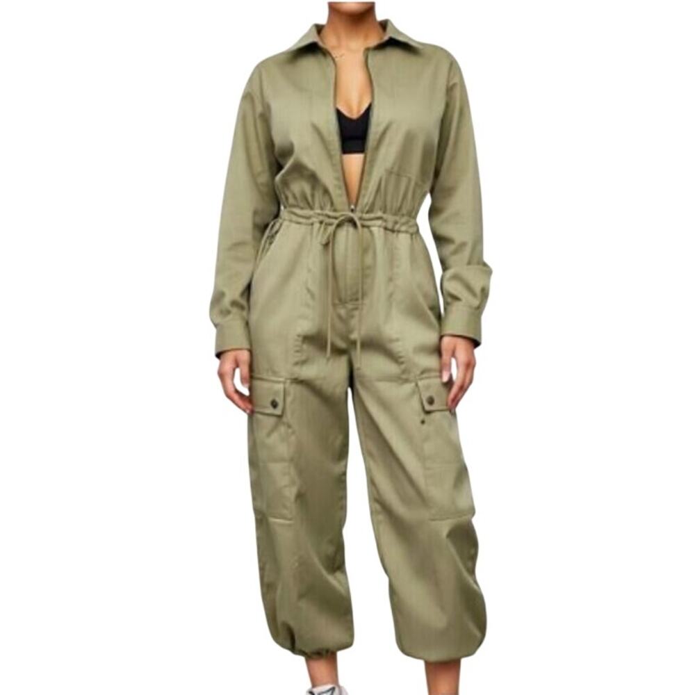 $149 Athleta Green Celestial Utility Jumpsuit LARGE TALL